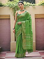 Sequins Weaving Silk Saree with Digital Print Blouse