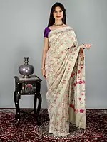 White-Swan Handloom Banarasi Meenakari Pure Dupion Silk Saree