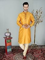 Brocaded Kurta Pajama Set with Floral Motif All-Over