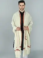 Pristine Pure Pashmina Dushala for Men with Delicate Sozni Embroidered Tulip Motif