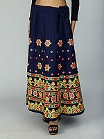Floral Motif And Mirror Work Embroidered Ghagra Skirt from Gujarat