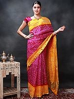 Bandhani Sari from Rajasthan with Zari Weave on Border And All-Over