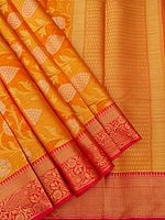 Autumn-Glory Banarasi Silk Saree With All-Over Patola Bail Butta