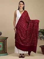 Merlot Hand-Embroidered Pure Wool Sozni Shawl