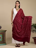 Merlot Hand-Embroidered Pure Wool Sozni Shawl