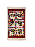 Flamboyant Multicolor Elephant Embroidered Kantha Patchwork Wall Tapestry From Gujarat