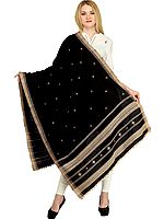 Shawl from Kutch with Embroidered Flowers and Mirrors