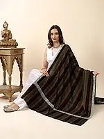 Multicolor Dress Pattern Stripe Diamond Weave Pure Pashmina Hand-Embroidered Sozni Shawl with Floral Border (GI Certified)