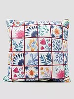 Brilliant-White Floral Printed Cushion Cover