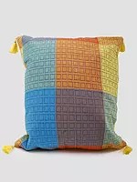 Rainbow Woven Check Pattern Cushion Cover with Tassels