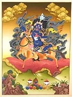 Palden Lhamo Principal Female Wisdom Protector of Tantric Buddhism (Brocadeless Thangka)