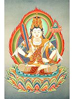 Japanese Manjushri  - Brocade lace Thangka