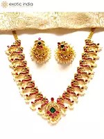 Fashionable Necklace with Attractive Earrings | Brass and Real Kemp Stone