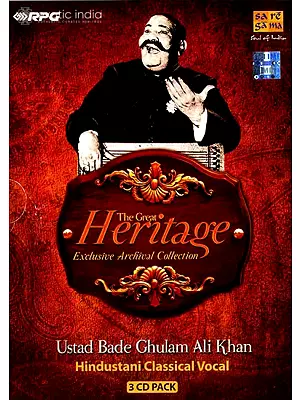The Great Heritage-: Ustad Bade Ghulam Ali Khan (Exclusive Archival Collection) (Set of 3 Audio CDs) | Ustad Bade Ghulam Ali Khan<br>Saregama India Ltd.  (2011)