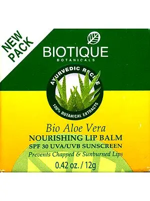 Bio Aloe Vera Nourishing Lip Balm SPF 30 UVA/UVB Sunscreen Prevents Chapped & Sunburned Lips (100% Botanical Extracts)
