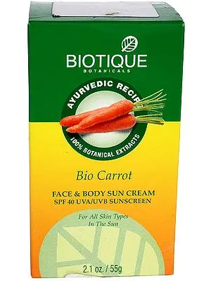 Bio Carrot - Face & Body Sun Cream SPE 40 UVA/UVB Sunscreen (For All Skin Types in the Sun)
