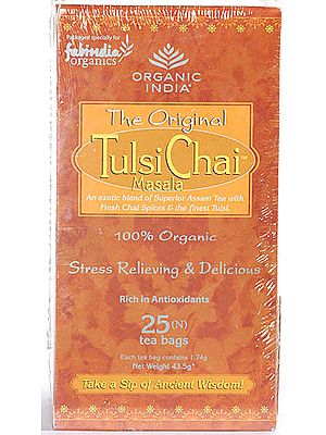 Organic India- The Original  Tulsi Chai Masala (An exotic blend of superior Assam Tea with Fresh Chai Spices & the finest Tulsi) 100% Organic Stress Relieving & Delicious,  Rich in Antioxidants, 25 Tea Bags