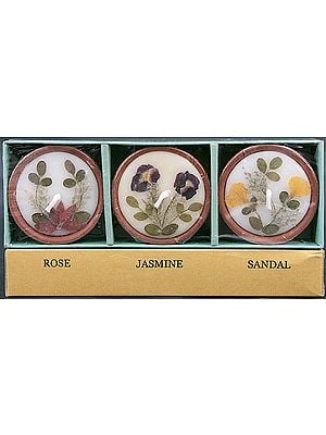 Perfumed Candles with Natural Flowers (Rose, Jasmine & Sandal) Price Per Pair