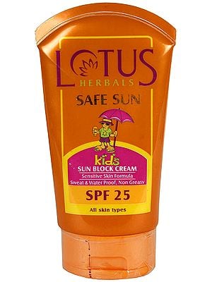 Safe Sun: Kids Sun Block Cream - Sensitive Skin Formula (Sweat & Water Proof, Non Greasy)