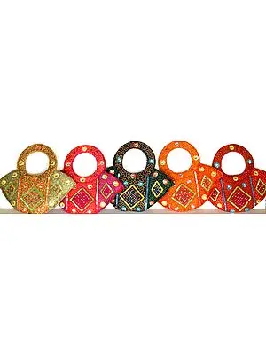 Lot of Five Beaded Handbags with Embroidery All-Over