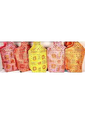 Lot of Five Densely Embroidered Handbags from Kutch with Mirrors