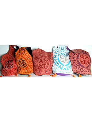 Lot of Five Jhola Bags with Cutwork