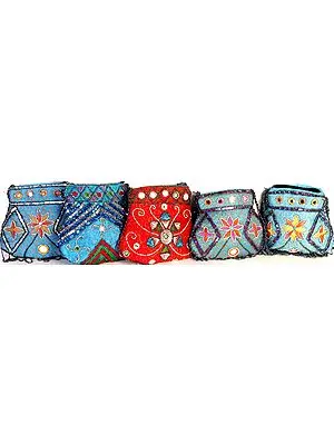 Lot of Five Handbags with Sequins and Beadwork