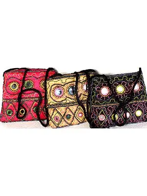 Lot of Three Small Handbags with Mirrors and Beads