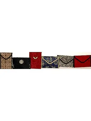 Lot of Six Banarasi Clutch Bags with Brocade Weave