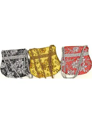 Lot of Three Handbags with Sequins and Embroidered Beads