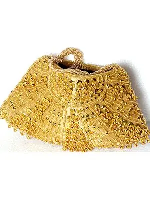 Golden Ghungroo Handbag with All-Over Sequins