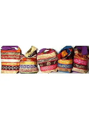 Lot of Five Jhola Bags with Golden Paint