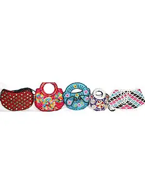 Assorted Lot of Five Beaded Handbags