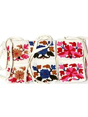 Lot of Three Travellers Bags with Aari Embroidered Flowers