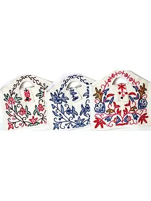 Lot of Three Satchel Bags with Aari Embroidery