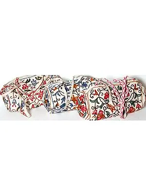 Lot of Three Barrel Bags with Aari Embroidery All-Over
