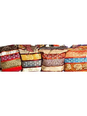 Lot of Four Jhola Bags with Golden Paint