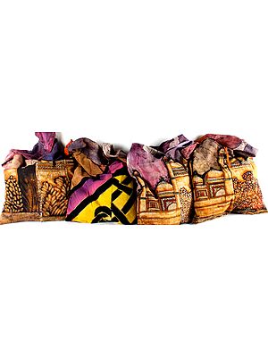 Lot of Four Batik Jhola Bags with Oriental Prints