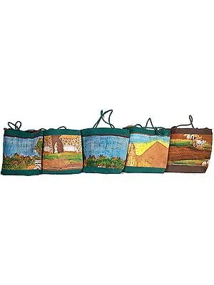 Lot of Five Batik Shopper Bags