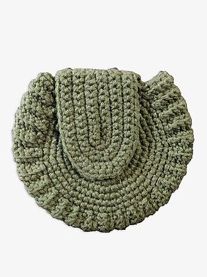Green Woolen Thread Round Pattern Bag