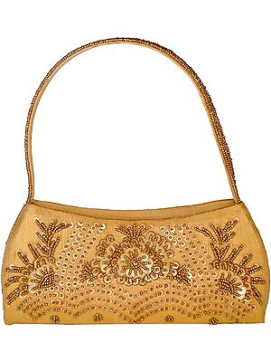 Golden Purse with Dense Sequins Work