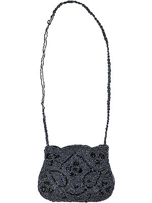 Densely Beaded Floral Handbag