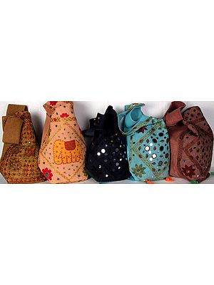 Lot of Five Handbags with Large Sequins and Mirrors