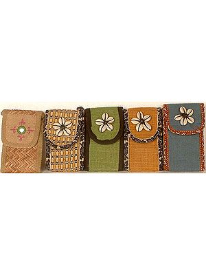 Lot of Five Jute Mobile Bags