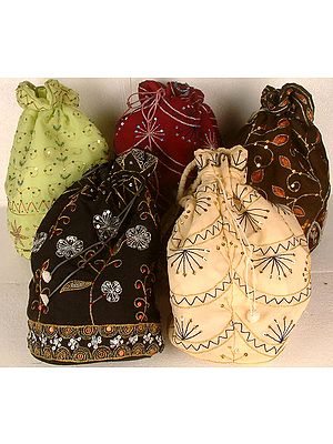 Lot of Five Potli Bags with Sequins