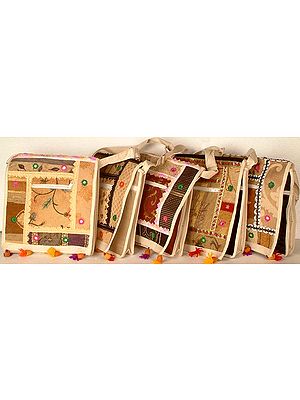 Lot of Five Shoulder Bags with Mirrors and Weave