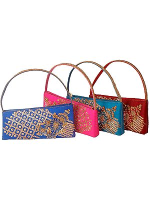 Lot of Four Handbags with Sequins and Bead Work