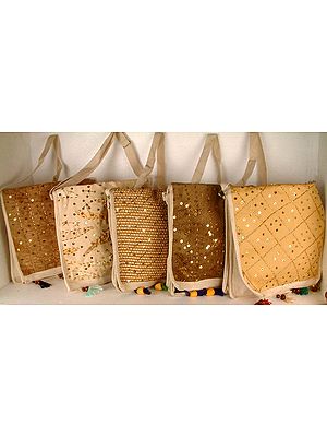 Lot of Jute Bags with Sequins and Beads