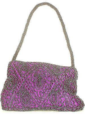 Purple Heavily Beaded Handbag