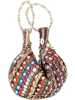 Multi-Color Handbag with Embroidered Beads